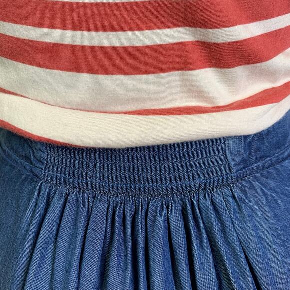 ODILLE Anthropologie Dress 2 Striped Scoop Neck Chest Pocket Chambray Skirt - Picture 9 of 14